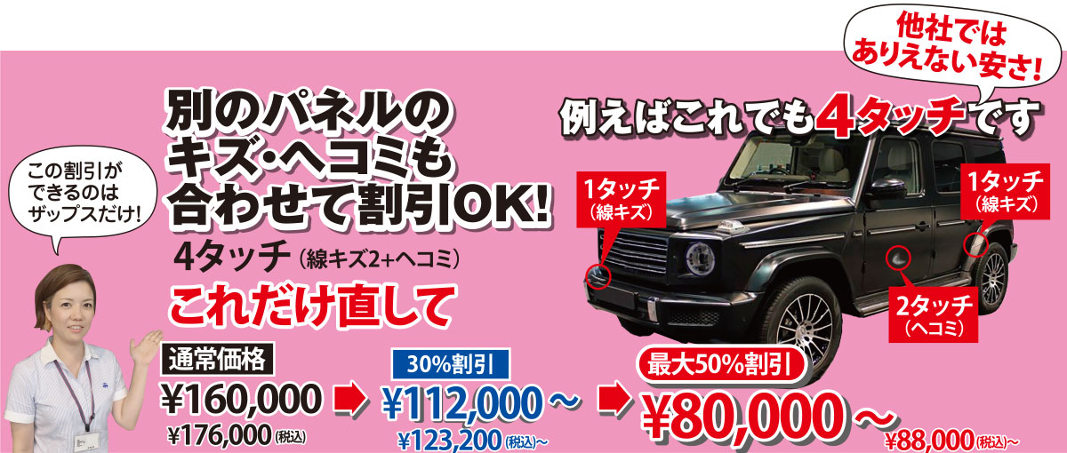 タッチ数が増えた場合の板金塗装 見積もり例